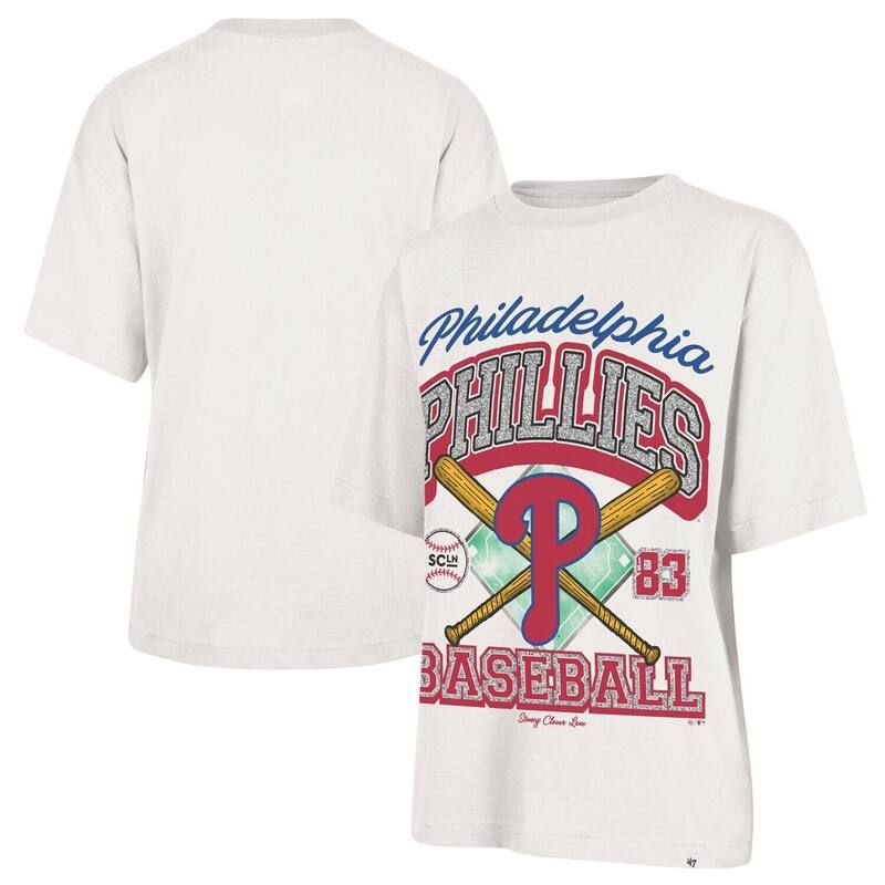 フォーティセブンブランド レディース トップス Tシャツ 47 Brand Womens 47 x Stoney Clover Lane Sand Philadelphia Phillies Crossover Base Foundation TShirt P