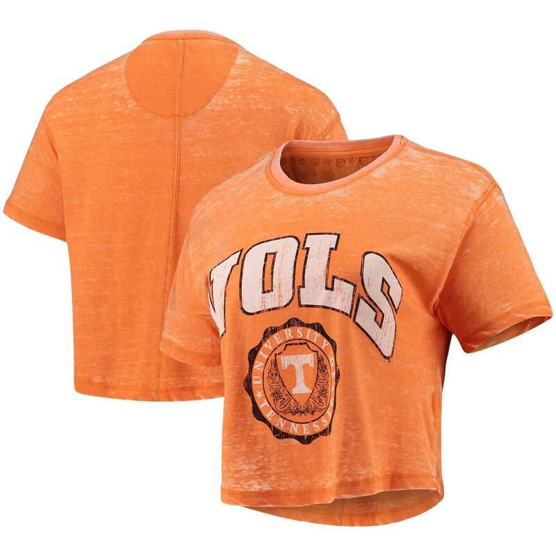 プレスボックス レディース トップス Tシャツ ヴィンテージ Womens Pressbox Tennessee Orange Tennessee Volunteers Edith Vintage Burnout Crop TShirten Orange オレ