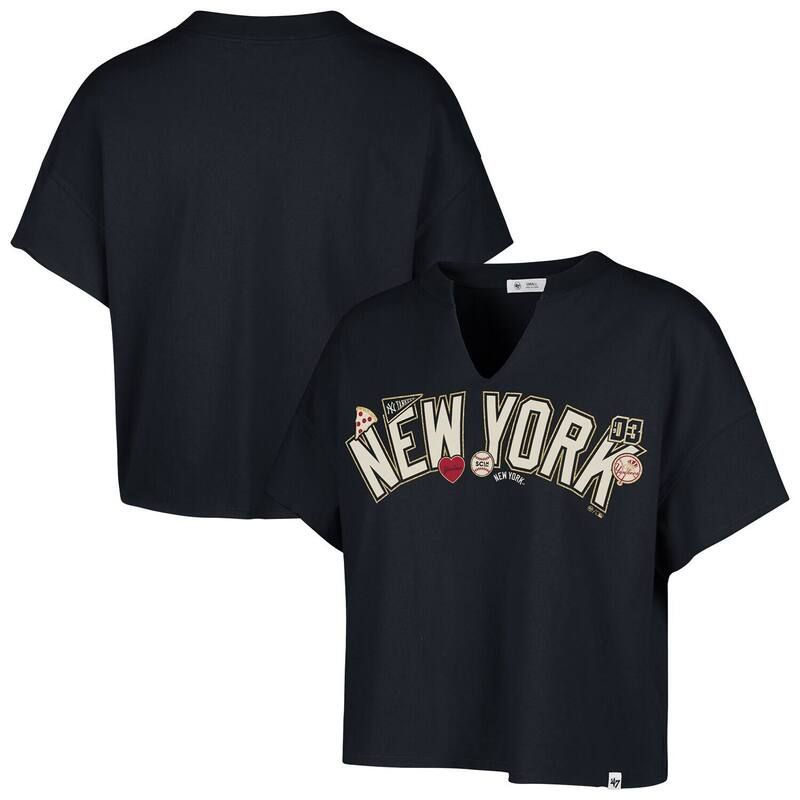 フォーティセブンブランド レディース トップス Tシャツ 47 Brand Womens 47 x Stoney Clover Lane Navy New York Yankees Oversized Notch Neck TShirt Ynk Navy ネイ