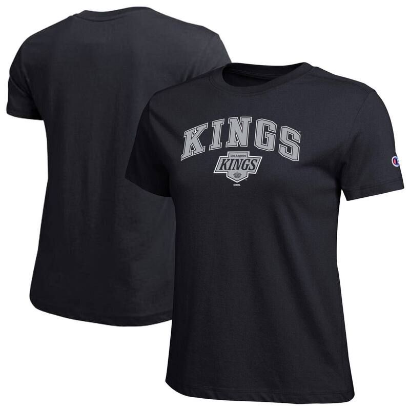 チャンピオン レディース トップス Tシャツ ロゴ Womens Champion Black Los Angeles Kings Arch Mascot Logo TShirt Kgs Black ブラック
