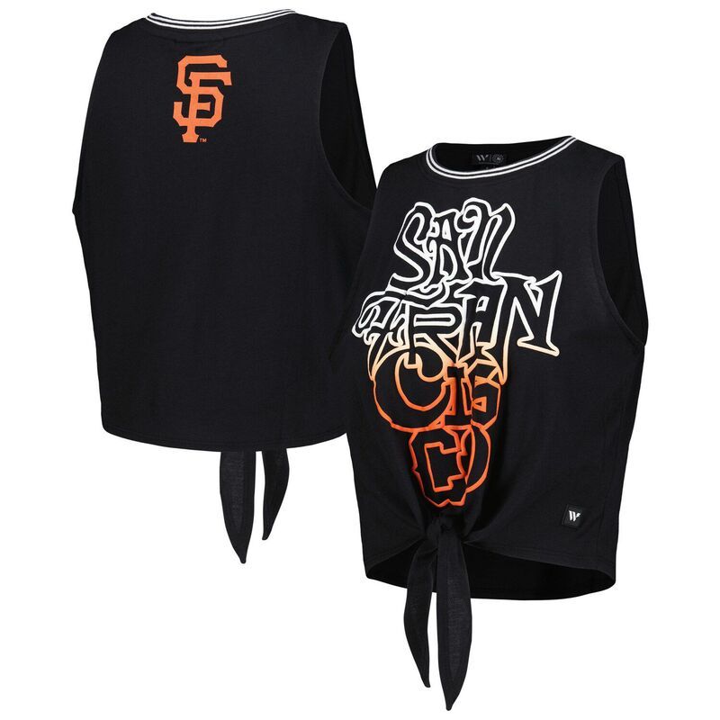 アンブランデッド レディース トップス Tシャツ Unbranded Womens The Wild Collective Black San Francisco Giants Twisted Tie Frontank Top Gnt Black ブラック