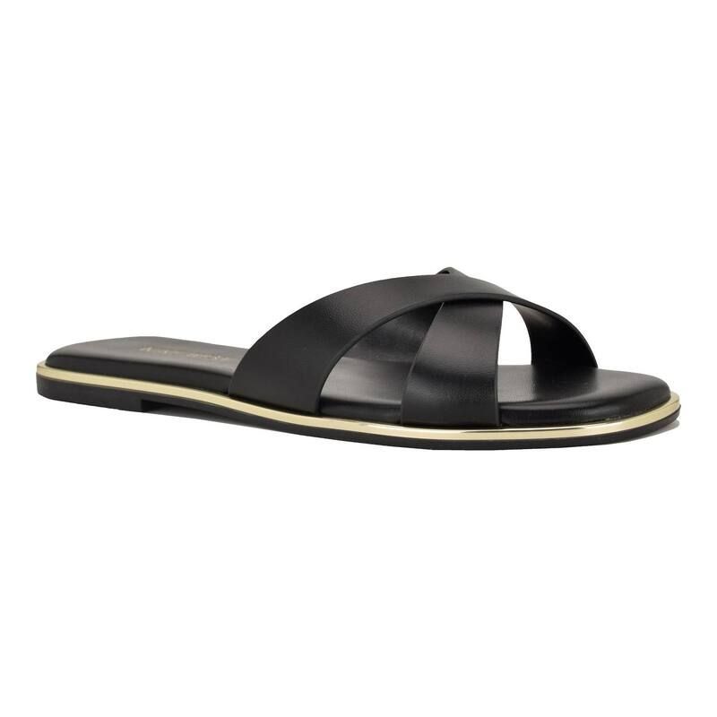 ナインウェスト レディース シューズ サンダル Nine West Edeny WomenslipOn CrissCross Flat Sandals Black ブラック