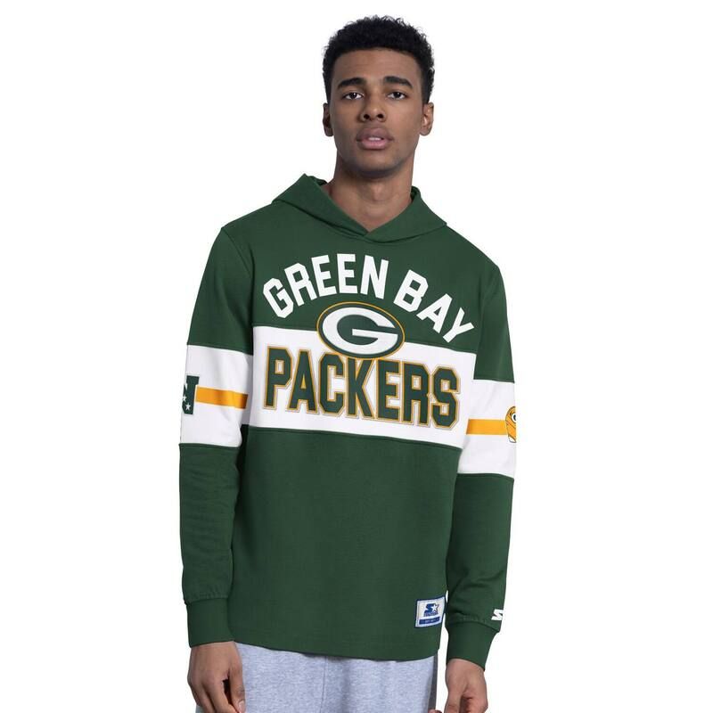 スターター レディース トップス Tシャツ ジャージー パーカー Menstarter Green Bay Packers Fullback Jersey Hoodie Pkr Green グリーン