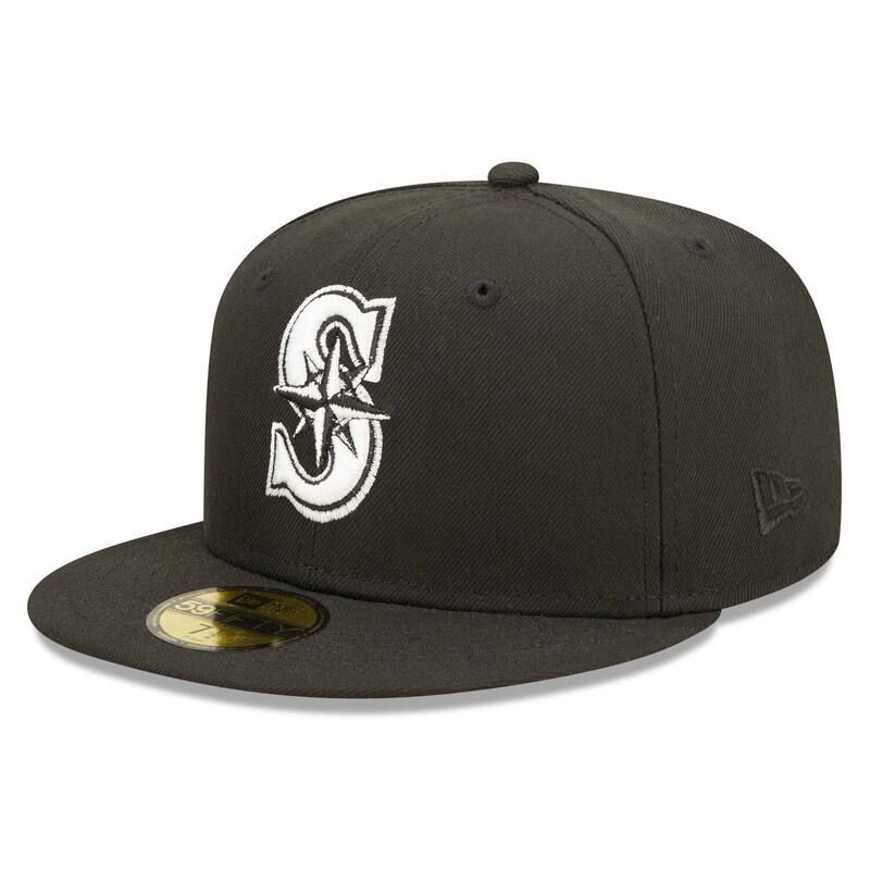 ニューエラ レディース アクセサリー 帽子 ロゴ Mens New Era Black Seattle Mariners Team Logo 59FIFTY Fitted Hat Mns Black ブラック 10,485円