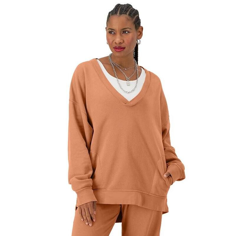 チャンピオン レディース トップス Tシャツ Vネック ヴィンテージ Womens Champion Vintage Wash Oversized VNeck Pullover Champagne Frost シャンパン