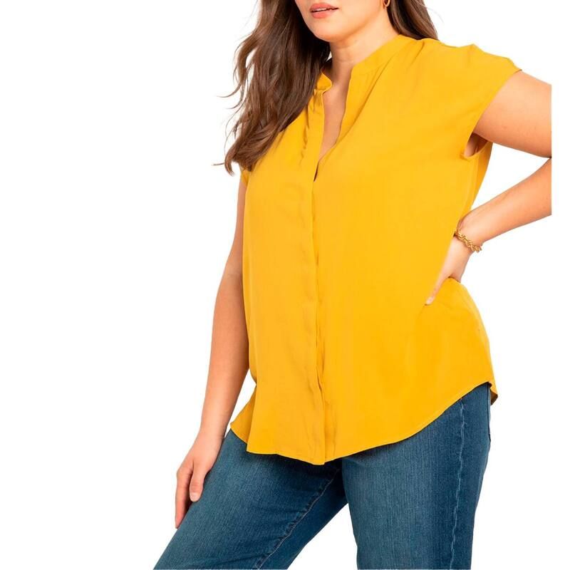エロクイ レディース トップス シャツ プラスサイズ ブラウス ELOQUII Womens Plusize Notch Collar Blouse Gold ゴールド 15,385円