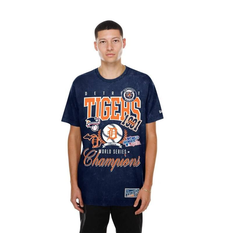 ニューエラ レディース トップス Tシャツ Mens New Era Navy Detroitigers Mineral Wash TShirtgr Navy ネイビー