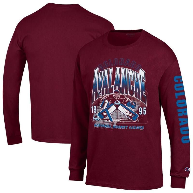 チャンピオン レディース トップス Tシャツ ジャージー Mens Champion Burgundy Colorado Avalanche Long Sleeve Jersey TShirt Ava Med Re バーガンディ