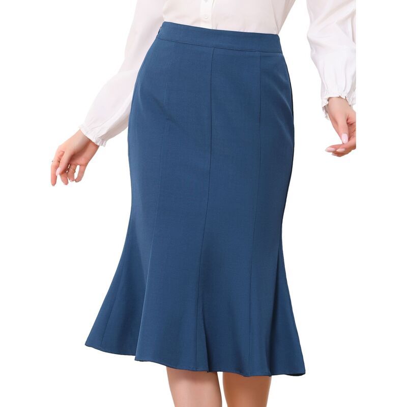 アレグラ ケー レディース ボトムスカート フリル裾 ハイウエスト フリル ミディ ALLEGRA K Ruffle Hem Pencil Skirt for Womens Mermaid High Waist Business Elegant Casual
