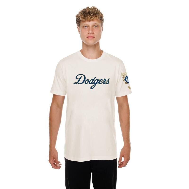 ニューエラ レディース トップス Tシャツ ロゴ Mens New Era Cream Los Angeles Dodgers 2026 Gold Collection Logo Patch TShirt Lad Beige ベージュ