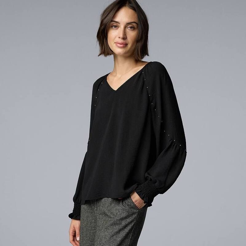 ヴェラウォン レディース トップス シャツ ブラウス Womensimply Vera Wang Studded Long Sleeve Blouse No Color