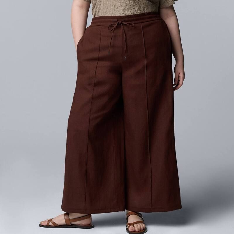 ヴェラウォン レディース ボトムス カジュアルパンツ ワイドレッグ プラスサイズ Plusize Simply Vera Wang Wide Leg Pants Plum Nara プラム