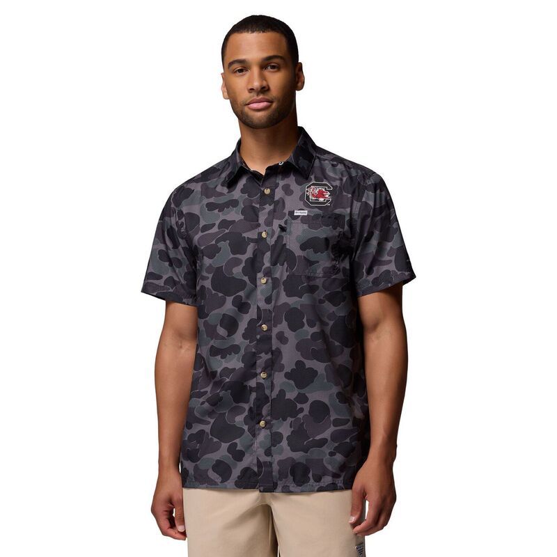 コロンビア レディース トップス Tシャツ Mens Columbia Black South Carolina Gamecocksuper Slack Tide OmniWick ButtonUp Shirt Scr Black ブラック