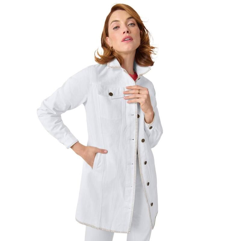 ジェシカロンドン レディース アウター ジャケット・ブルゾン プラスサイズ デニム Jessica London Womens Plusize Long Denim Jacket White New Khaki ホワイト