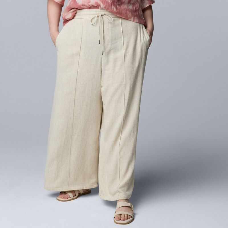 ヴェラウォン レディース ボトムス カジュアルパンツ ワイドレッグ プラスサイズ Plusize Simply Vera Wang Wide Leg Pants Vera Flax