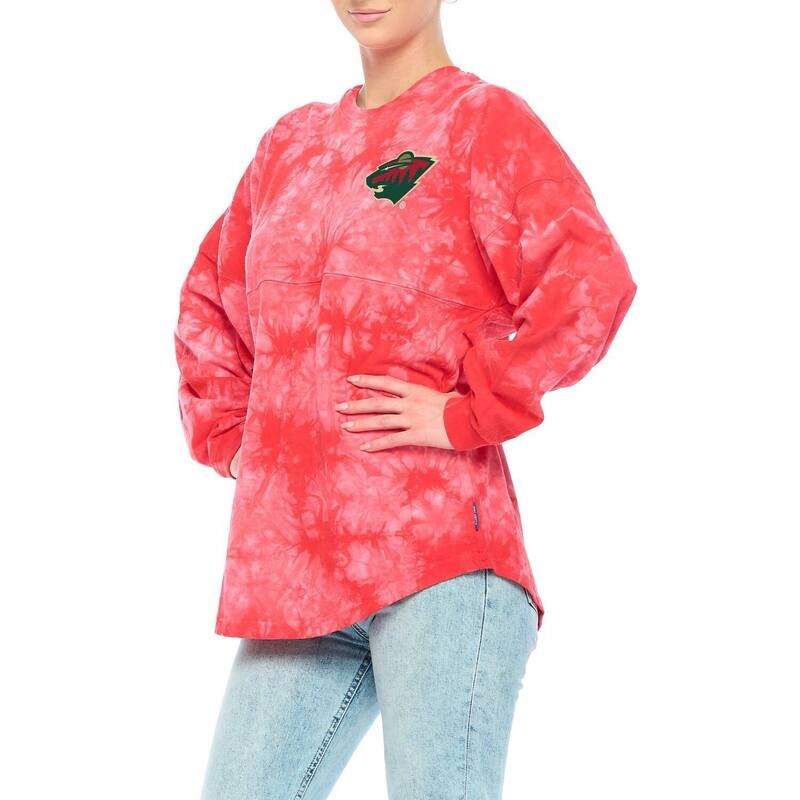 ファナティクス レディース トップス Tシャツ Womens Fanatics Branded Red Minnesota Wild CrystalDye Long Sleeve TShirt Wld Red レッド