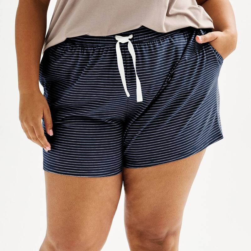 ソノマ レディース アンダーウェア ナイトウェア プラスサイズ コットン Plusize Sonoma Goods For Life Cotton Modal Sleep Short Navy White Stripe ホワイト
