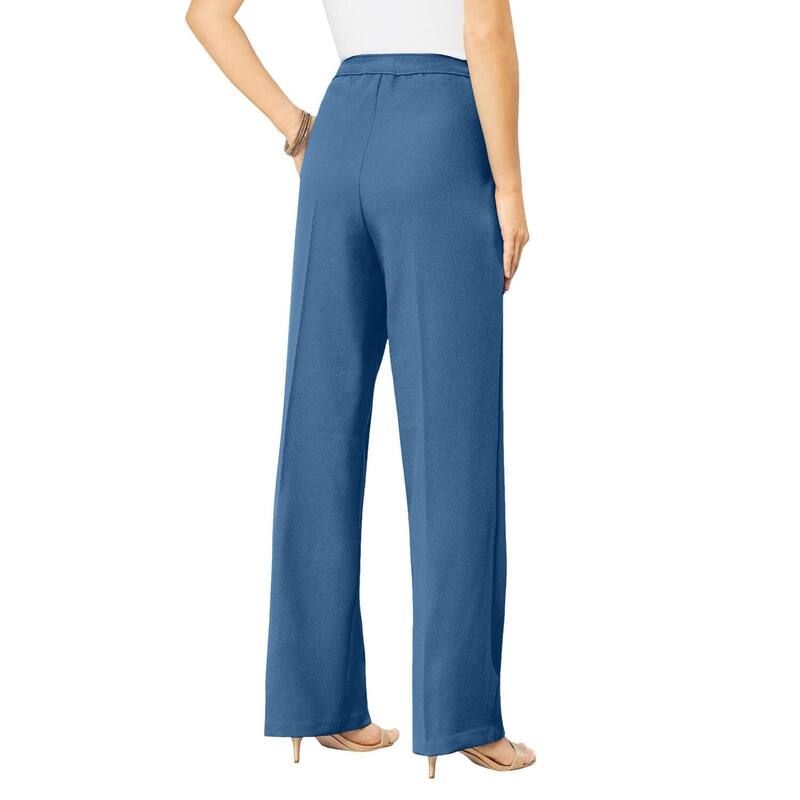 ロアマンズ レディース ボトムス カジュアルパンツ ワイドレッグ プラスサイズ プチ Roamans Womens Plusize Petite Plusize Wide Leg Bend Over Pant Dusty Indigo インディゴ