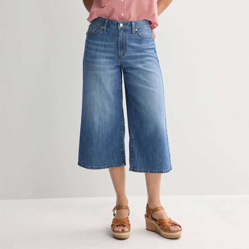 ソノマ レディース ボトムス カジュアルパンツ ワイドレッグ キャップ Womensonoma Goods For Life High Rise Wide Leg Capri Pants Dark Medium Wash