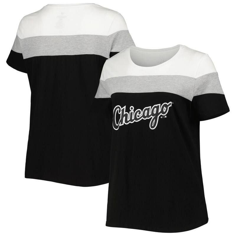 アンブランデッド レディース トップス Tシャツ プラスサイズ カラーブロック Unbranded Womens BlackHeather Gray Chicago White Sox Plusize Colorblock TShirt Sox Black ブ