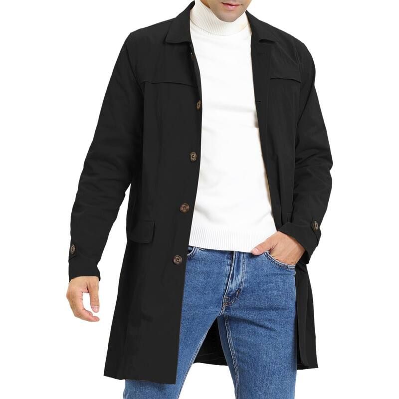 Lars Amadeus レディース アウター ジャケット・ブルゾン ボタンダウン コート ダウン Lars Amadeus Mens Trench Coat Single Breasted Button Down Jacket Long Overcoat B