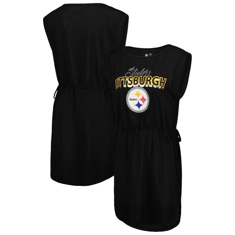 GIII レディース トップス ワンピース Tシャツ Womens GIII 4Her by Carl Banks Black Pittsburgh Steelers GOAT Swimsuit CoverUp Stl Black ブラック