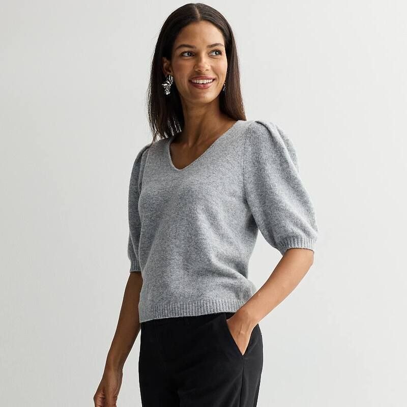 ナインウェスト レディース アウター ニット・セーター Vネック Womens Nine West VNeck Puff Sleeve Top Daisy Dew
