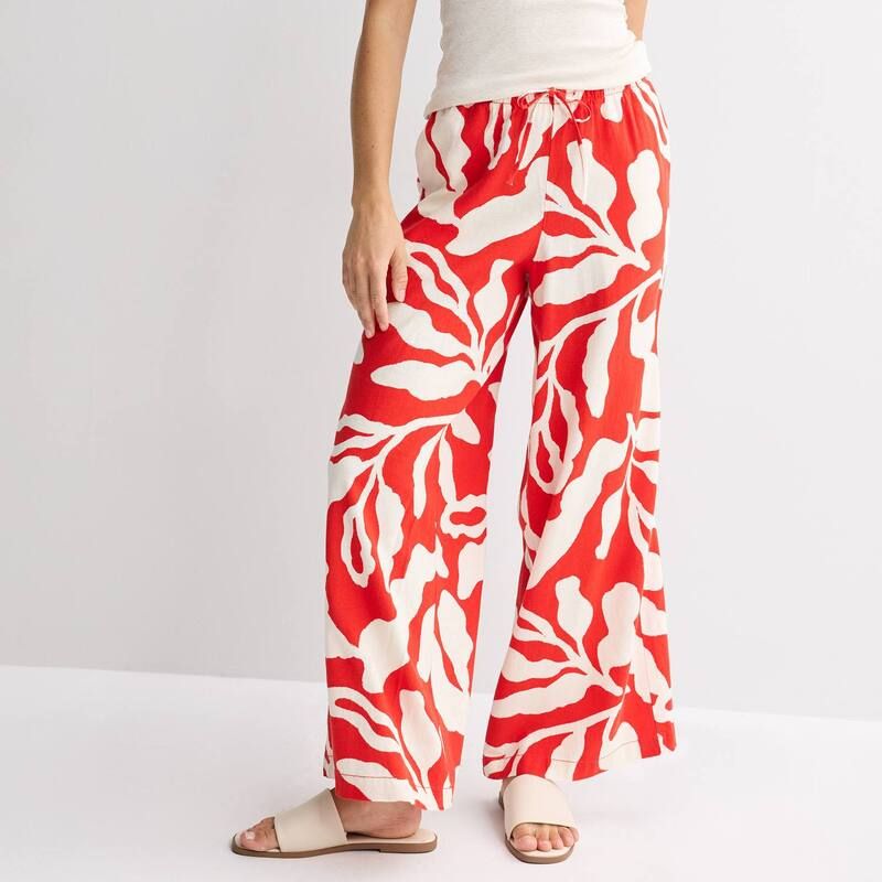 ソノマ レディース ボトムス カジュアルパンツ リネン Womensonoma Goods For Life Mid Rise Linen Pants Red Tan Leaf レッド