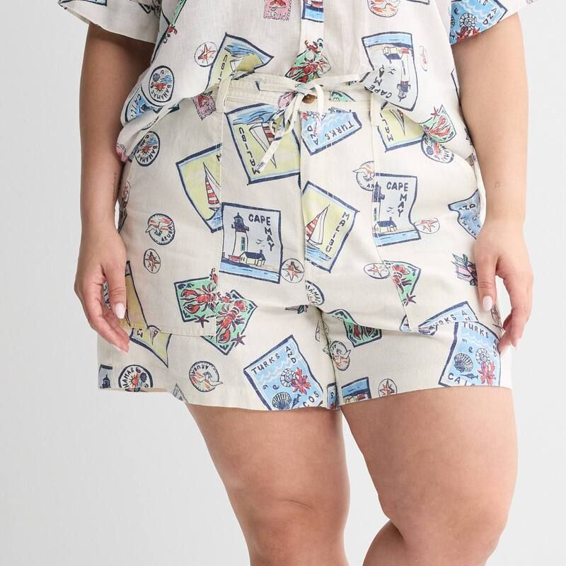 ソノマ レディース ボトムス ハーフパンツ・ショーツ プラスサイズ ショートパンツ リネン Plusize Sonoma Goods For Life Mid Rise Linen Blend Shorts Tan Seaside Toss タン