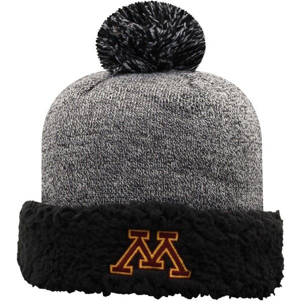 トップオブザワールド レディース アクセサリー 帽子 ニット Womens Top of the World Black Minnesota Golden Gophersnug Cuffed Knit Hat with Pom Black ブラック
