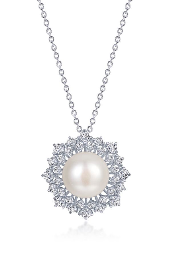 ラフォン レディース アクセサリー ネックレス・チョーカー レース Lafonn Cultured Pearl Simulatediamond Halo Pendant Necklace White ホワイト
