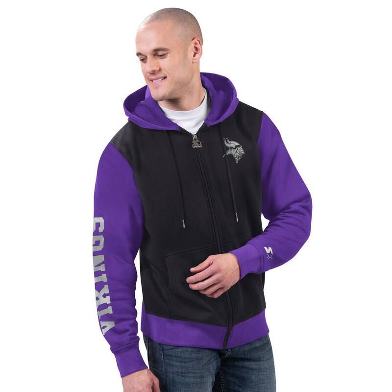 スターター レディース アウター ジャケット・ブルゾン パーカー Menstarter BlackPurple Minnesota Vikings Thursday Night Gridiron FullZip Hoodie Mvk Black ブラック