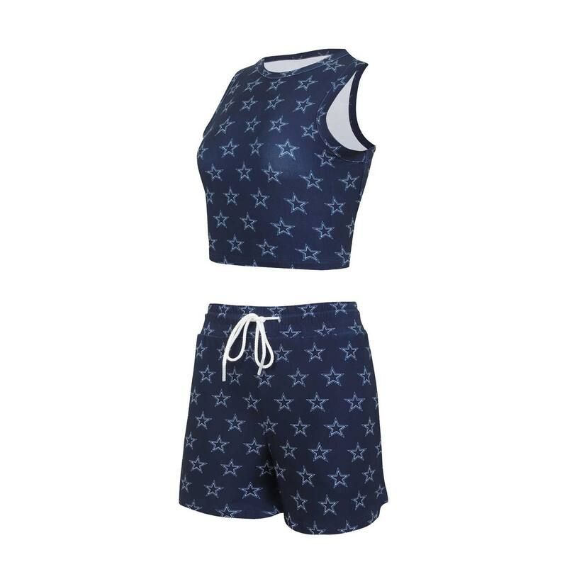アンブランデッド レディース アンダーウェア ナイトウェア プリント ショートパンツ クロップド Unbranded Womens Conceptsport Dallas Cowboys Gauge Allover Print Cropped Tank Top