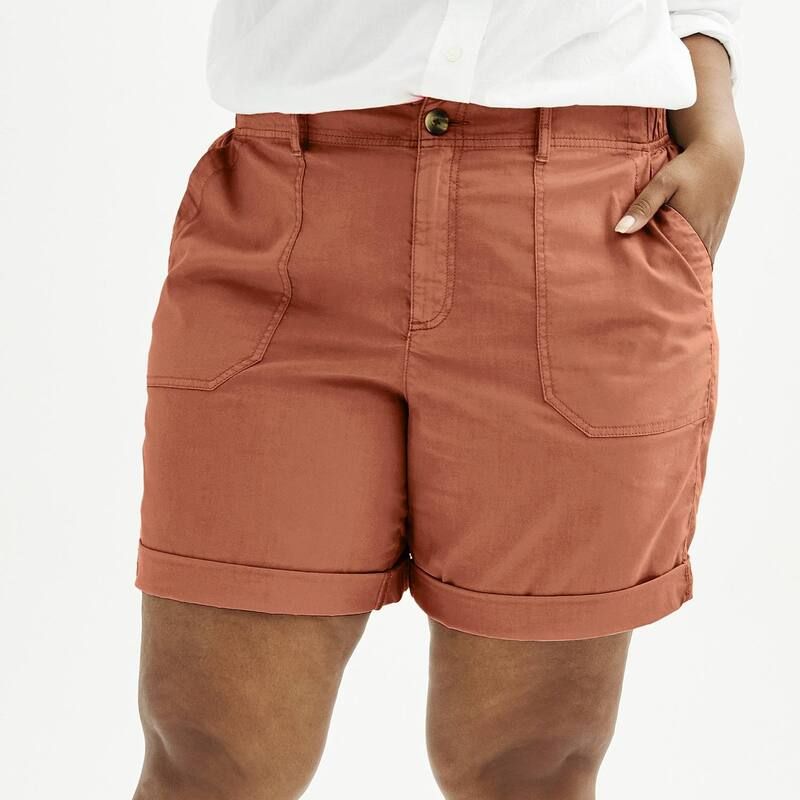 ソノマ レディース ボトムス ハーフパンツ・ショーツ プラスサイズ ショートパンツ Plusize Sonoma Goods For Life Utility Bermuda Shorts Cinnamon Powder
