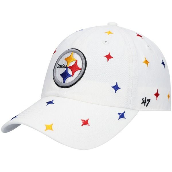 フォーティーセブン レディース アクセサリー 帽子 Tシャツ Womens 47 White Pittsburgh Steelers Multi Confetti Clean Up Adjustable Hat White ホワイト