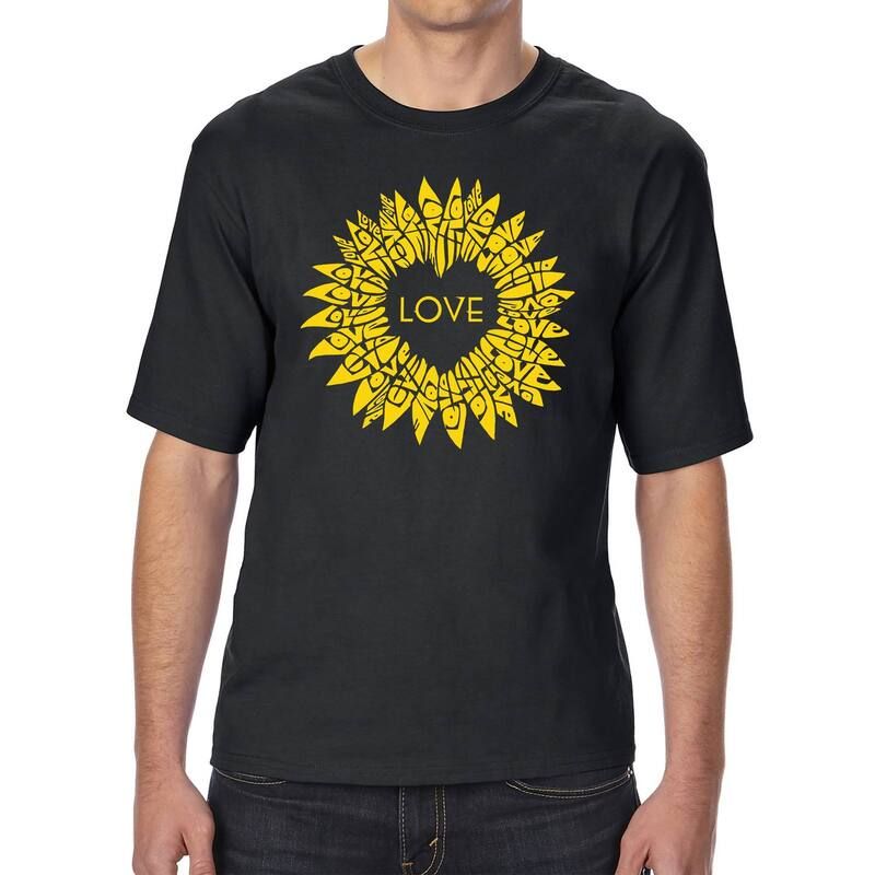 エルエーポップアート レディース トップス Tシャツ トール LA Pop Art Sunflower Love Mens Tall and Long Word ArtShirt Black ブラック