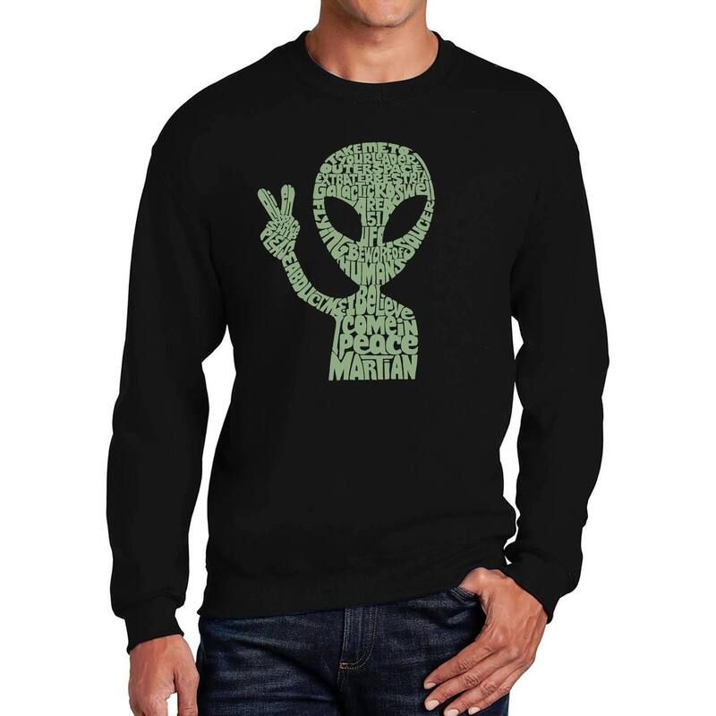 エルエーポップアート レディース トップス Tシャツ クルーネック スウェット LA Pop Art Peace Alien Mens Word Art Crewneck Sweatshirt Black ブラック