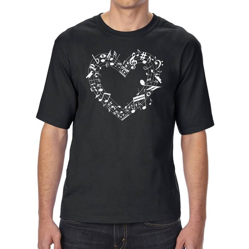 エルエーポップアート レディース トップス Tシャツ トール LA Pop Art Sheet Music Heart Mens Tall and Long Word ArtShirt Black ブラック