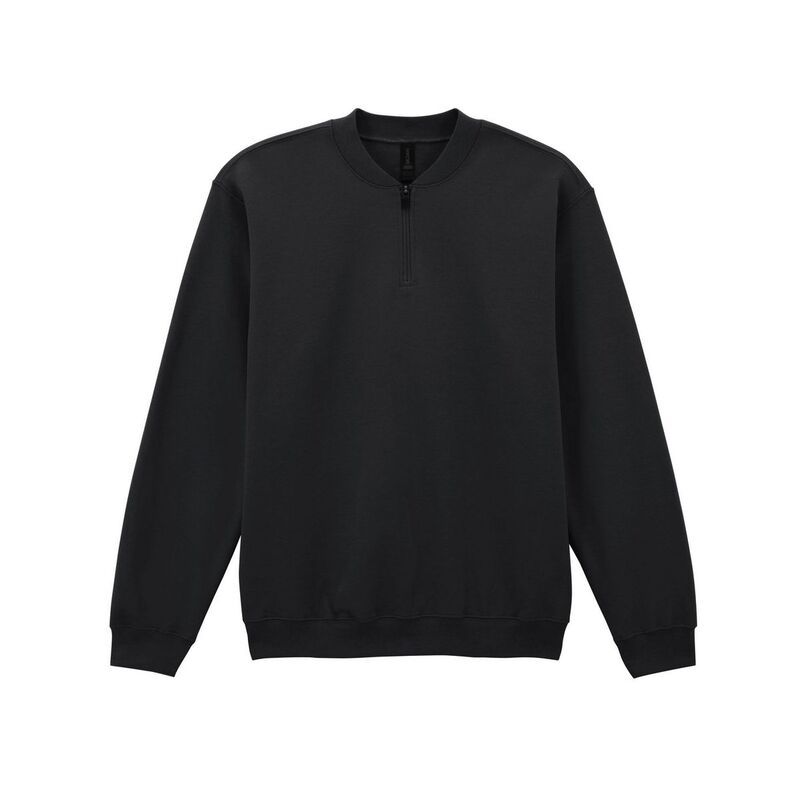 ギルダン レディース アウター ニット・セーター ハーフジップ スウェット シャツ Gildan Unisex Adult Softstyle Midweight Quarter Zip Sweatshirt Black ブラック