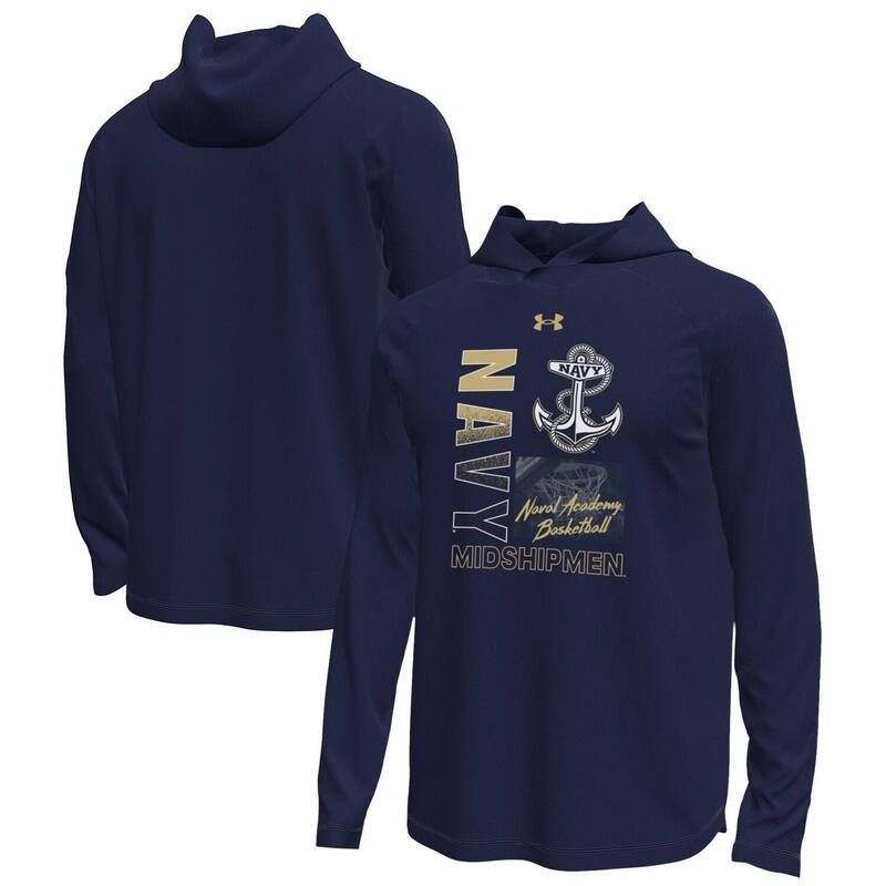 アンダーアーマー レディース トップス Tシャツ Mens Under Armour Navy Midshipmen Unity Shooting Long Sleeve Hooded TShirt Nvy Navy ネイビー 14,785円