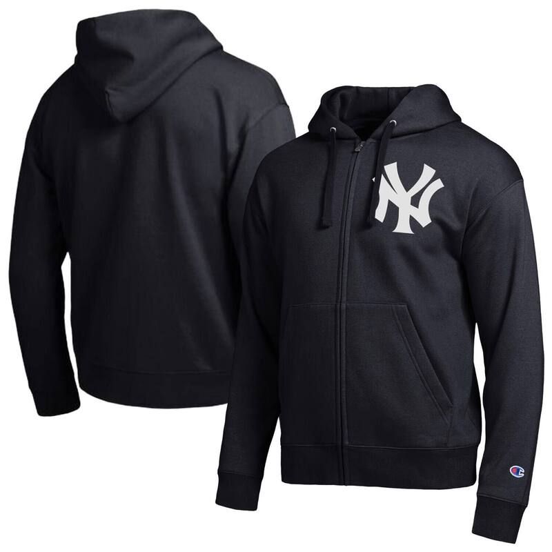 チャンピオン レディース トップス Tシャツ パーカー Mens Champion Black New York Yankees AllStar FullZip Hoodie Ynk Black ブラック
