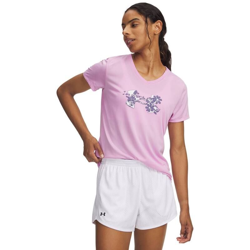 アンダーアーマー レディース トップス Tシャツ Vネック グラフィック Womens Under Armour Tech Graphic VNeck Short Sleeve Tee Pink Dawn ピンク