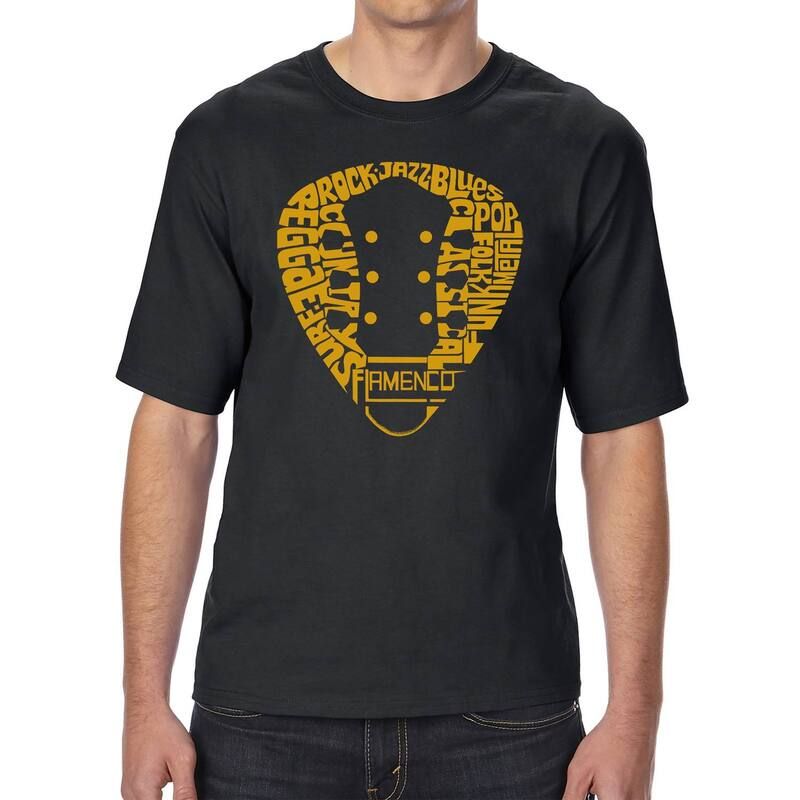 エルエーポップアート レディース トップス Tシャツ トール LA Pop Art Guitar Pick Genres Mens Tall and Long Word ArtShirt Black ブラック