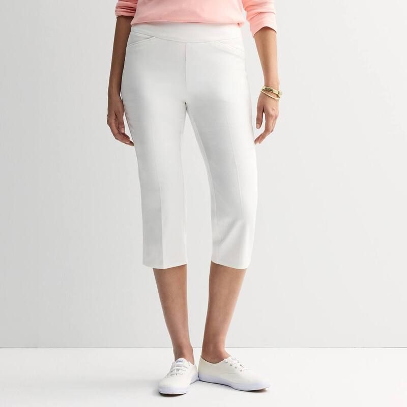 クロフト＆バロー レディース ボトムス カジュアルパンツ キャップ Womens Croft Barrow Effortless PullOn Capris White ホワイト