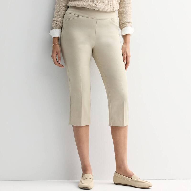 クロフト&バロー レディース ボトムス カジュアルパンツ キャップ Womens Croft Barrow Effortless PullOn Capris Odell Beige ベージュ