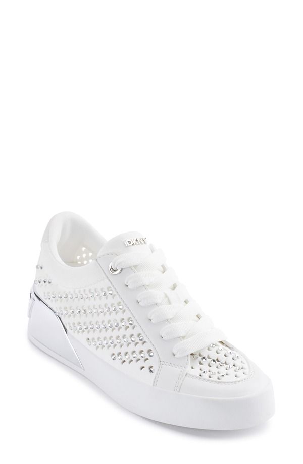 ダナ キャラン ニューヨーク レディース シューズ スニーカー DKNY Maben Rhinestone Sneaker Bright White ホワイト