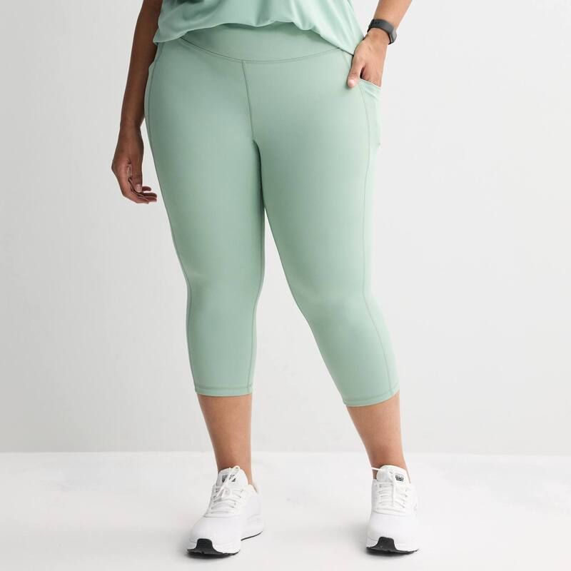 Tek Gear レディース ボトムス カジュアルパンツ プラスサイズ キャップ レギンス ハイウエスト Plusize Tek Gear Ultrastretch Pocket HighWaisted Capri Leggings Waterstone