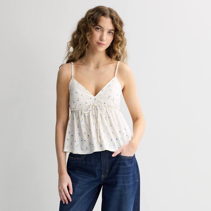 エスオー レディース トップス Tシャツ Juniors SO Molded Cup Camisole White Blue Floral ホワイト
