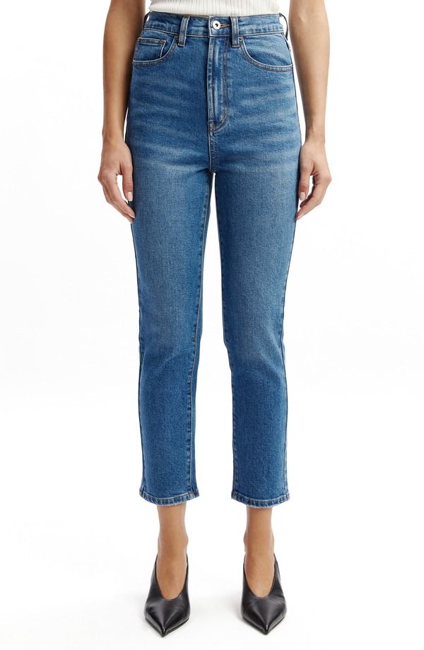 バードット レディース ボトムス カジュアルパンツ ストレート ジーンズ Bardot Heidi Straight Leg Crop Jeans Dark Denim デニム