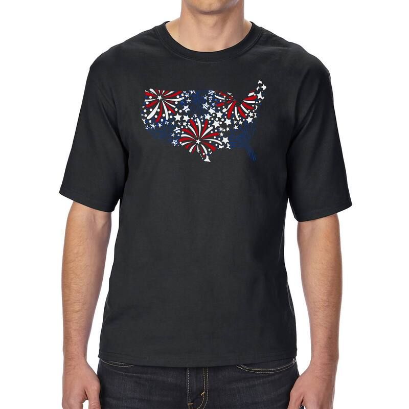エルエーポップアート レディース トップス Tシャツ トール LA Pop Art USA Fireworks Mens Tall and Long Word ArtShirt Black ブラック